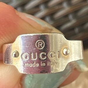 Gucci 925 Sterling Silver Band Unisex Ring Size 51MM